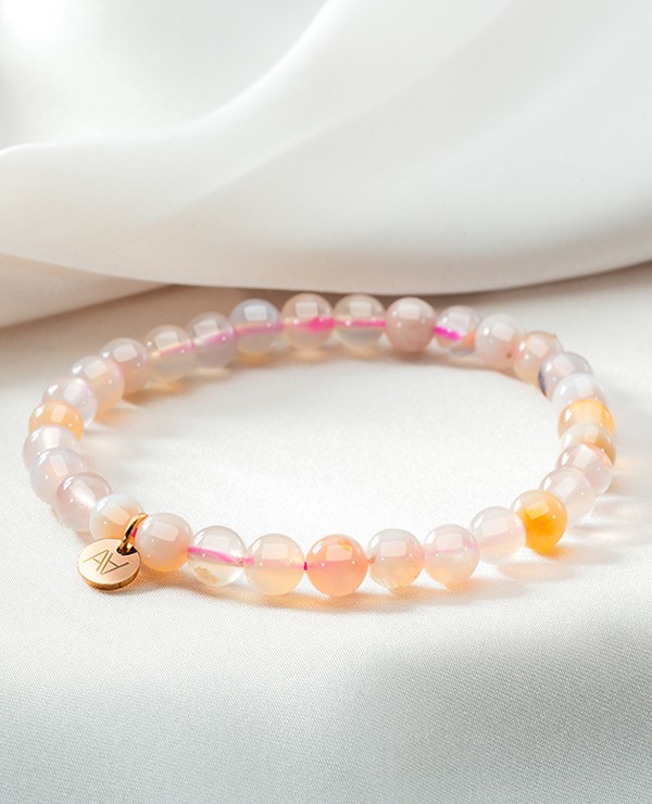 Bracelet agate fleur de cerisier 6mm