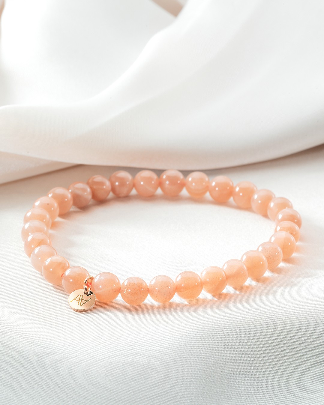 Armband Natursteine Bracelet pierre de lune rose 6mm