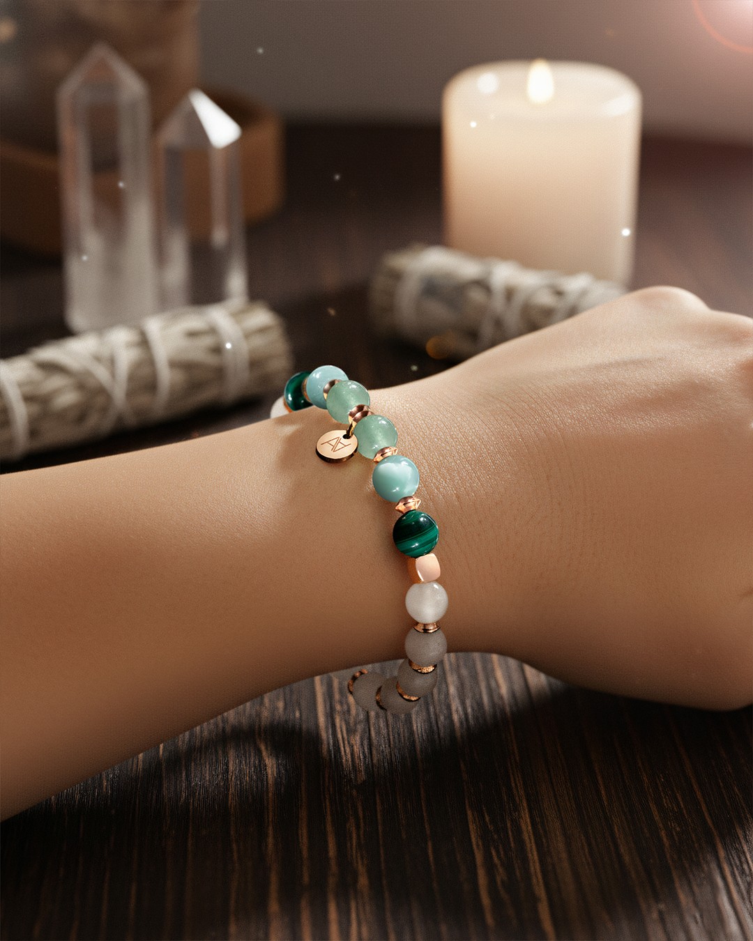 Armband Steinheilkunde Herz-Chakra - Leidenschaft