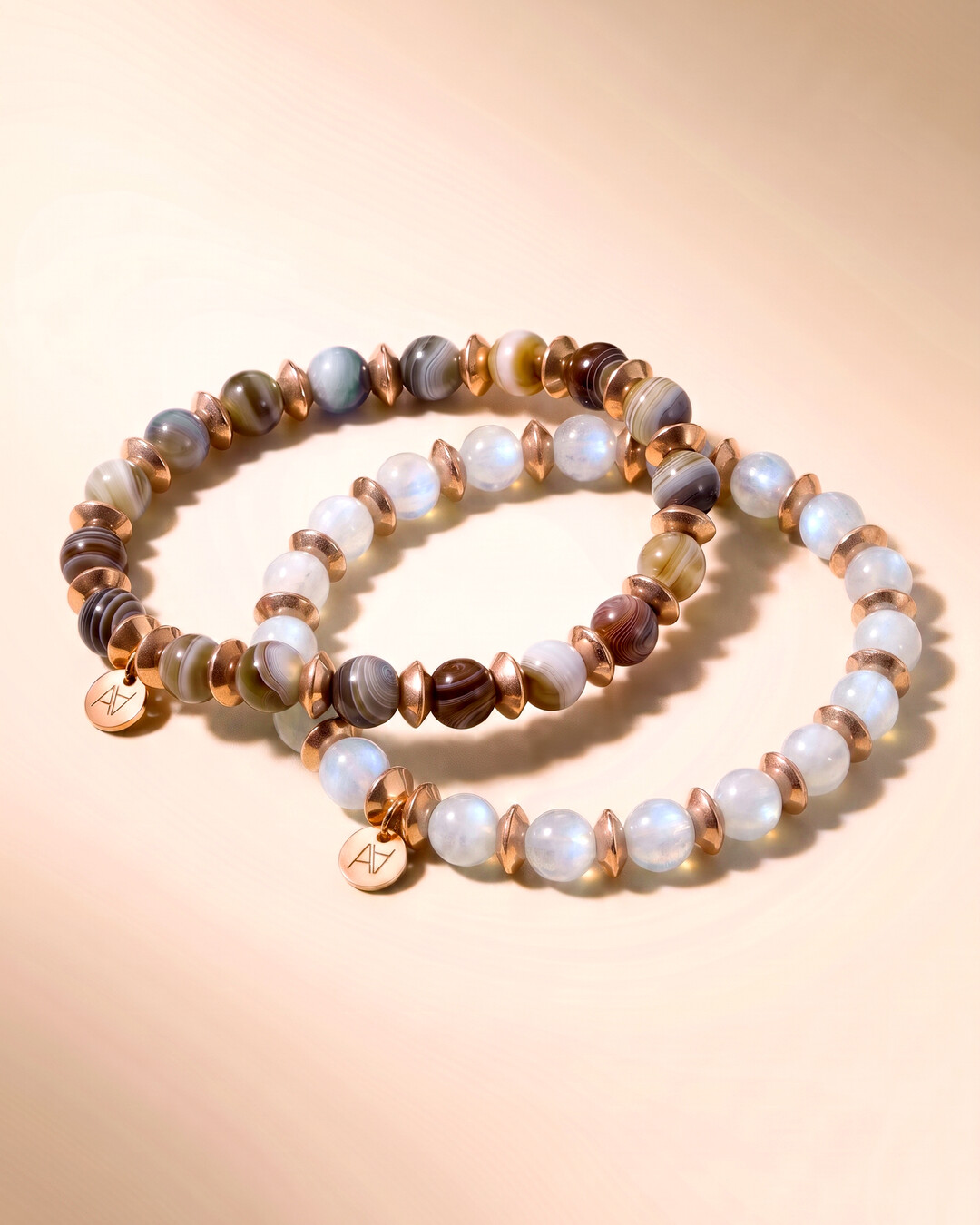 Armband Botswana Achatstein und Mondstein Duo Mondfreude